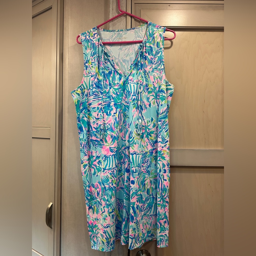 Lilly Pulitzer Blue and Pink Midi Dress